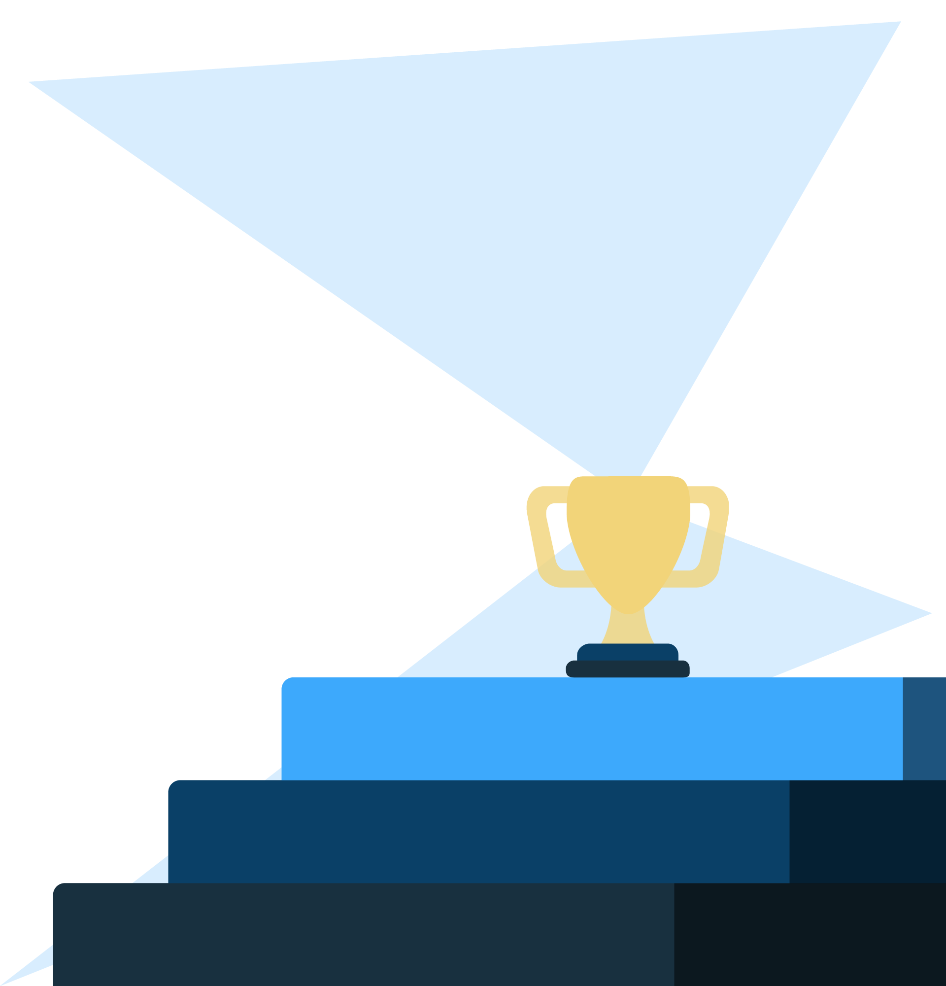 Illustration de podium avec coupe en or posée.